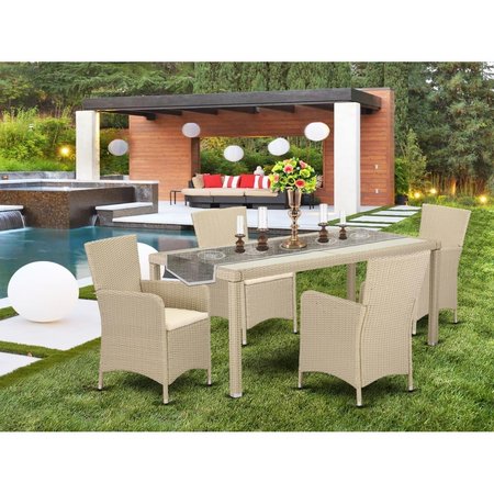 INVERNADERO 5 Piece Luneburg Back Yard Wicker Dining Set - Cream IN2245473